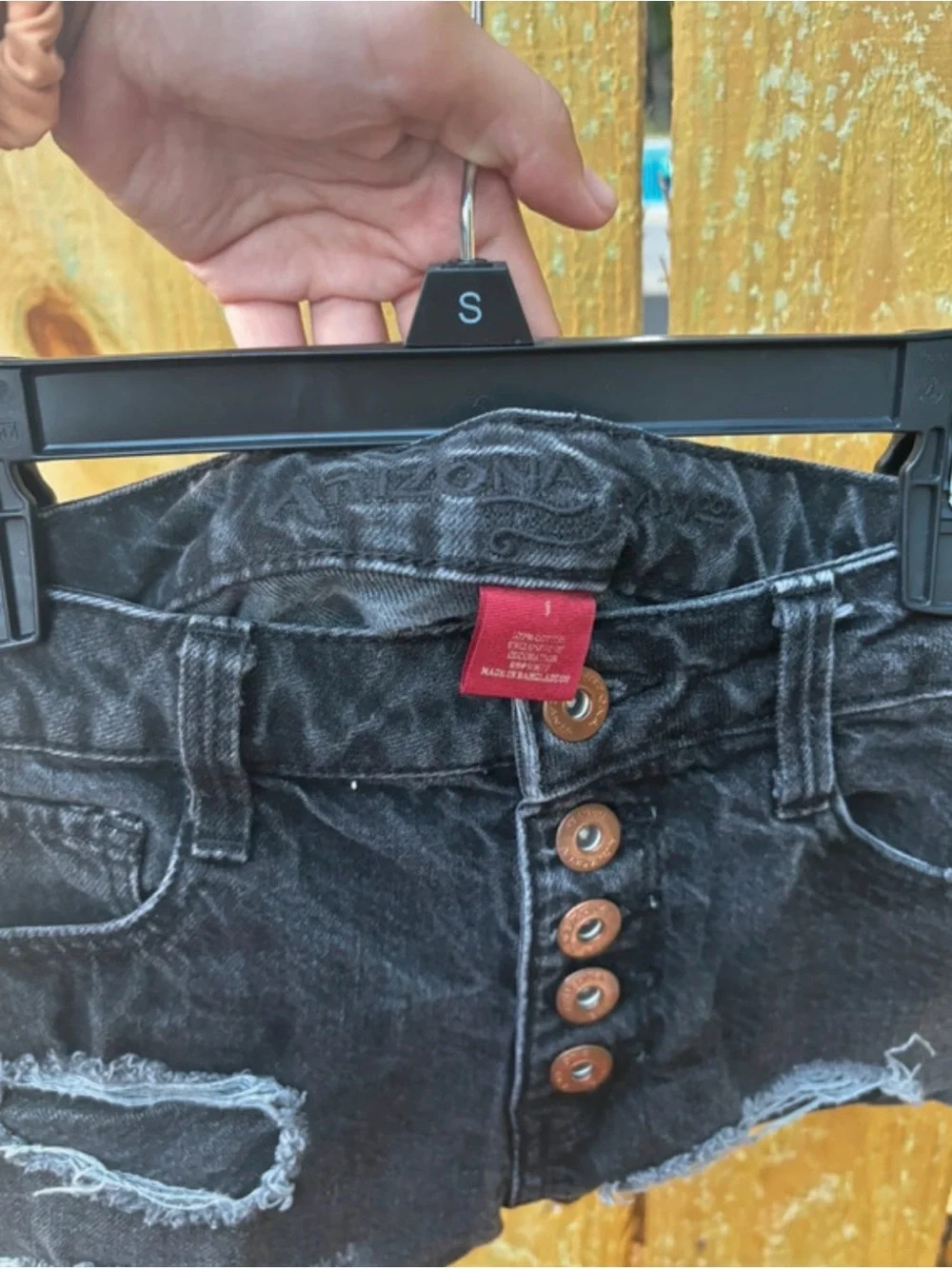 Arizona Jean Company Black Distressed High-Rise Denim Shorts